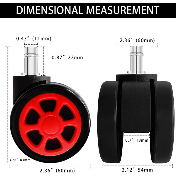 GTPLAYER Universal Gaming Chair Casters Heavy Duty Office Chair Replacement Parts Wayfair